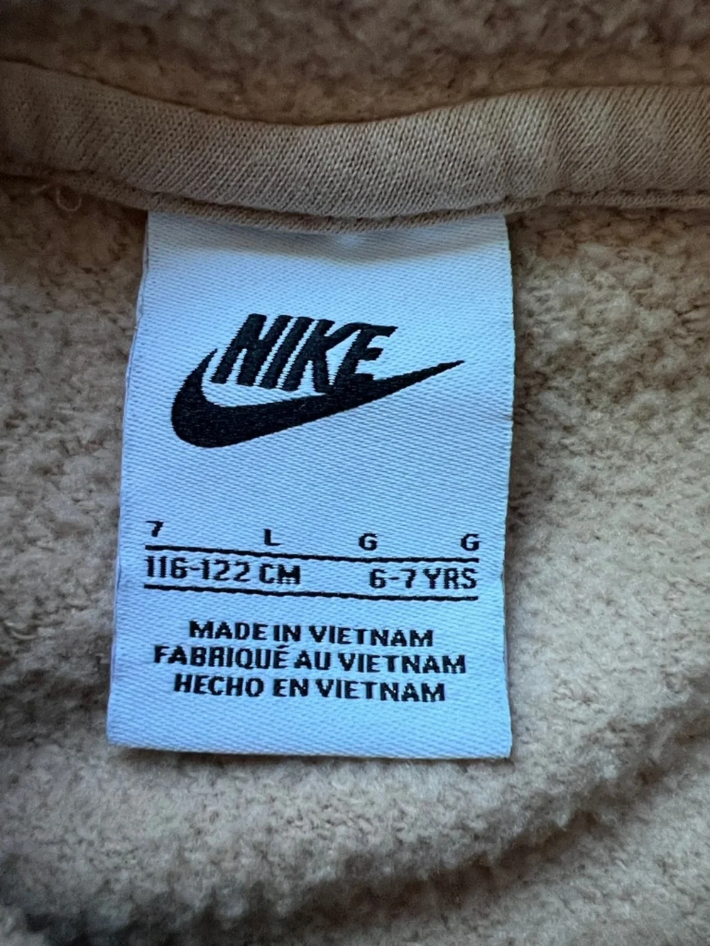Nike Kids Tan Pullover Hoodie with Multicolor Paint Splatter Logo Size 7 - Picture 5 of 9